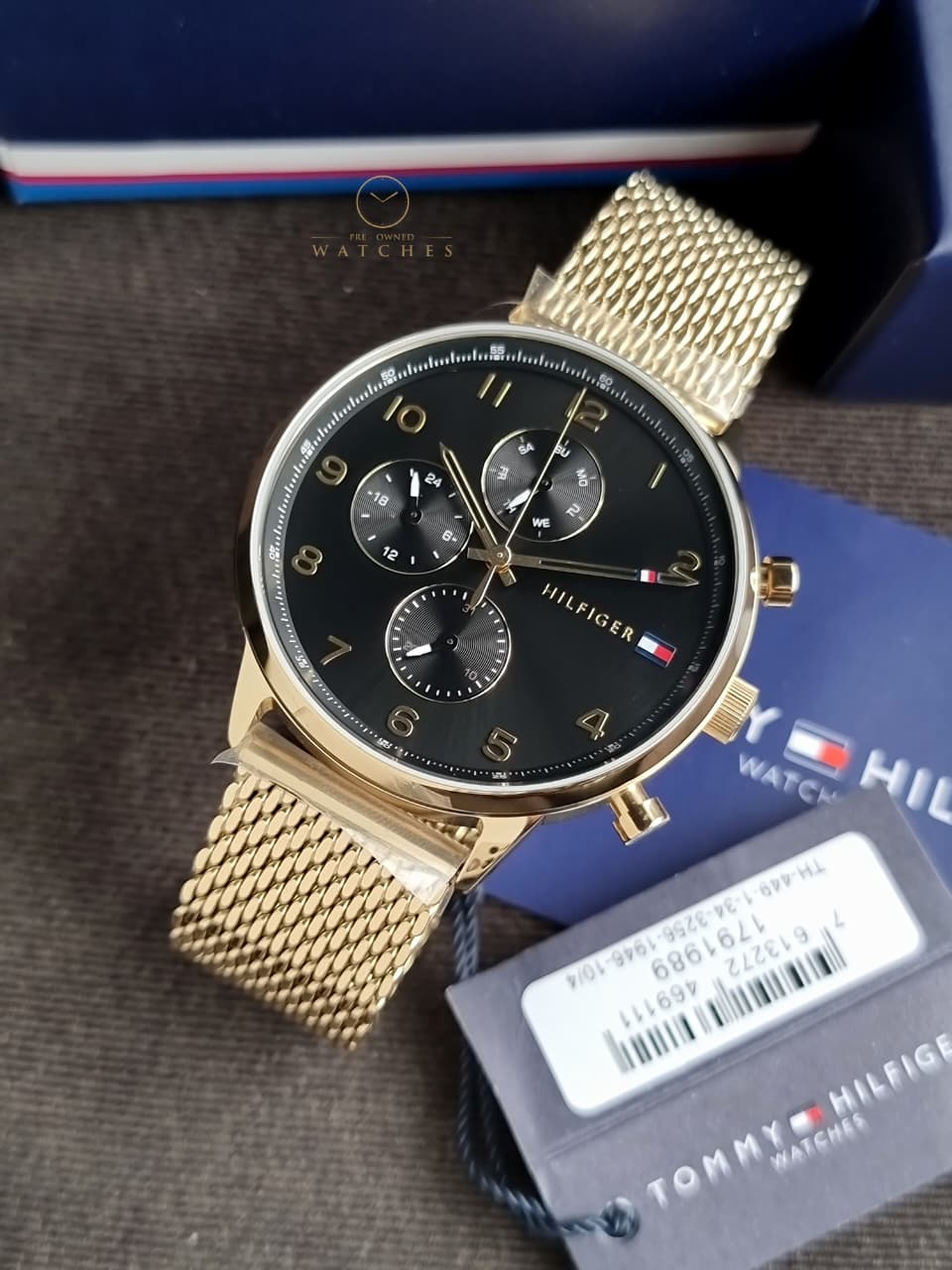 Tommy Hilfiger Men's Multifunction Stainless Steel and Mesh Bracelet Watch, Color: Black (Model: 1791989)