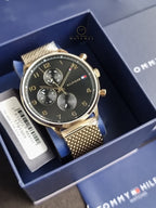 Tommy Hilfiger Men's Multifunction Stainless Steel and Mesh Bracelet Watch, Color: Black (Model: 1791989)