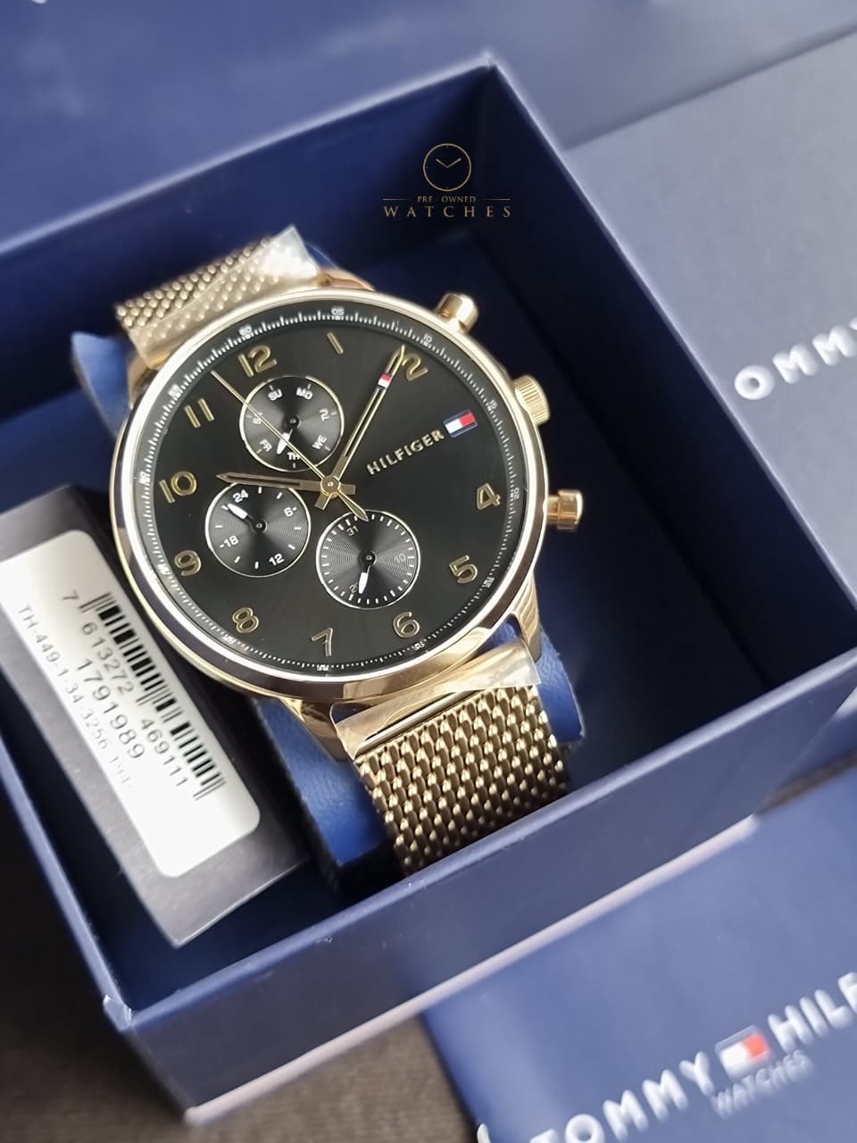 Tommy Hilfiger Men's Multifunction Stainless Steel and Mesh Bracelet Watch, Color: Black (Model: 1791989)