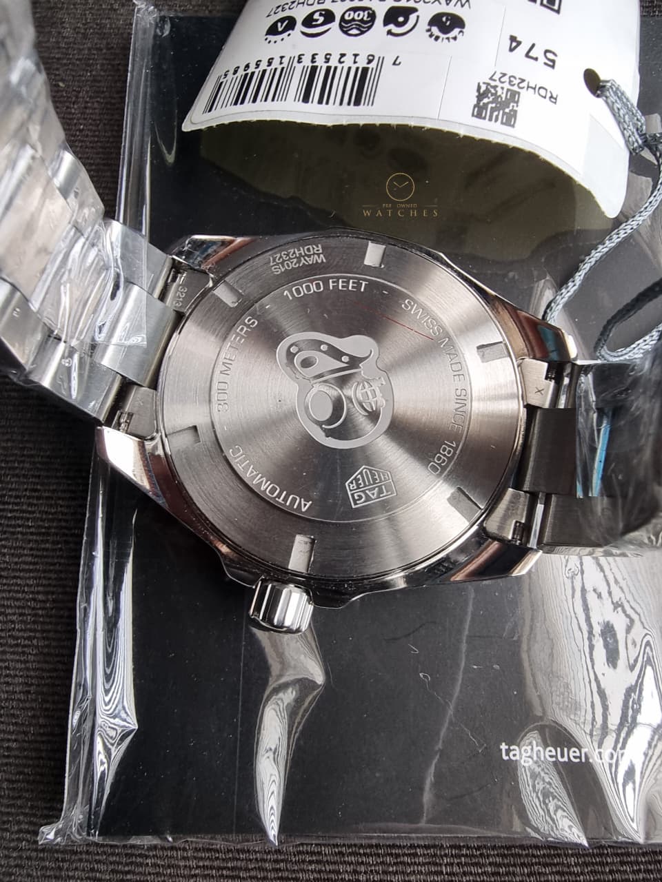 Tag Heuer Aquaracer Calibre 5 Silver Stainless Steel Green Dial Automatic Watch for Gents- WAY201S.BA0927