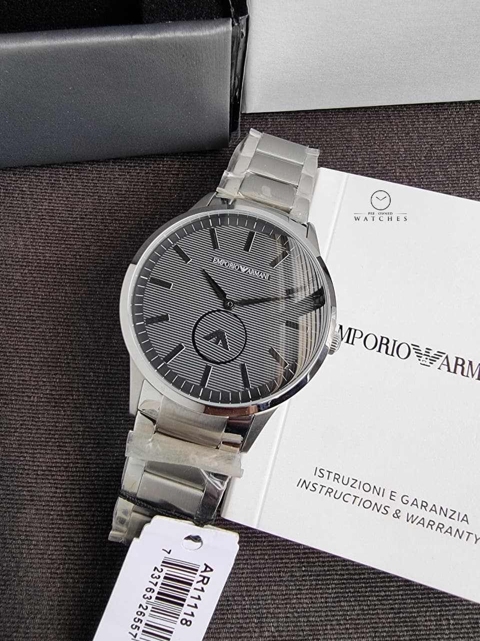 Emporio Armani Men’s Chronograph Quartz Stainless Steel Black Dial 43mm Watch AR11118