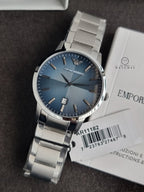 EMPORIO ARMANI Renato Silver Stainless Steel Blue Dial Quartz Watch for Gents - AR11182