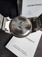 EMPORIO ARMANI Renato Silver Stainless Steel Blue Dial Quartz Watch for Gents - AR11182