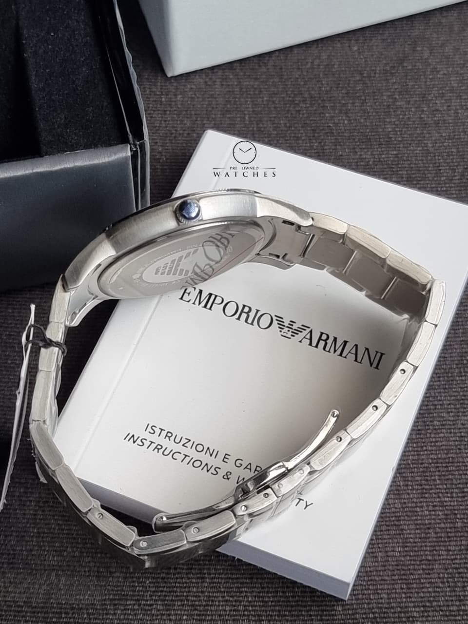 EMPORIO ARMANI Renato Silver Stainless Steel Blue Dial Quartz Watch for Gents - AR11182