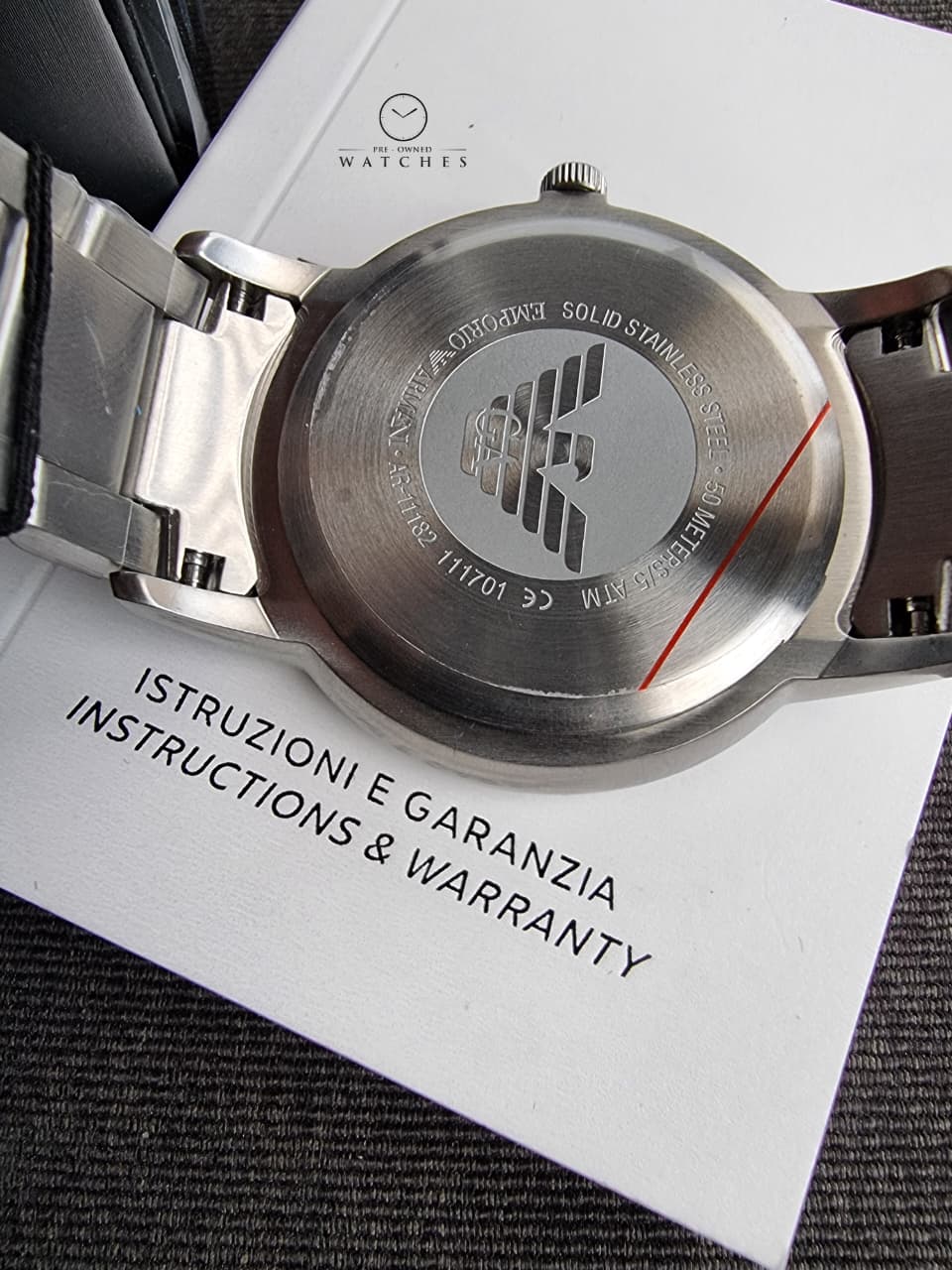 EMPORIO ARMANI Renato Silver Stainless Steel Blue Dial Quartz Watch for Gents - AR11182