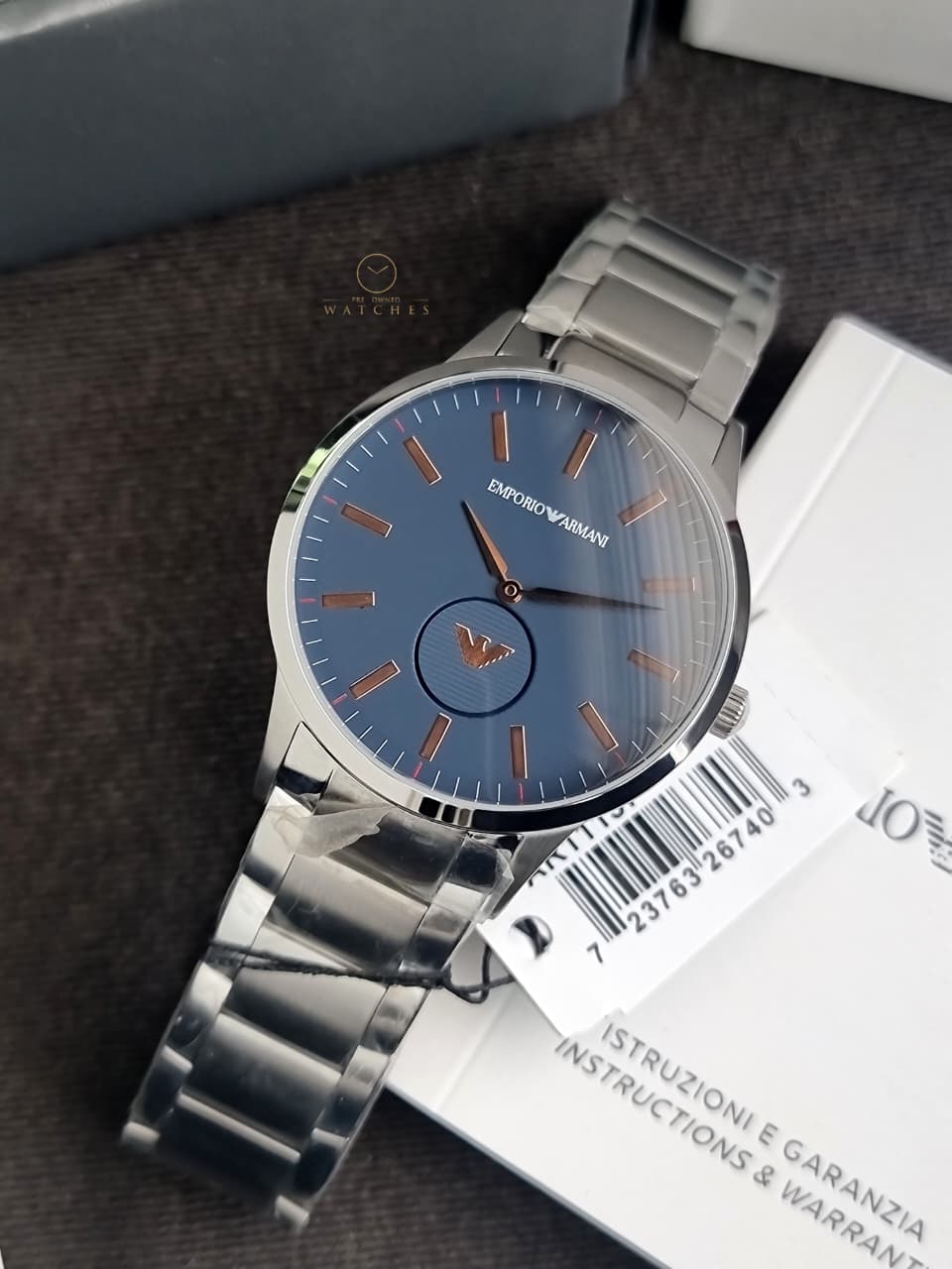 Emporio Armani Men’s Quartz Stainless Steel Blue Dial 43mm Watch AR11137