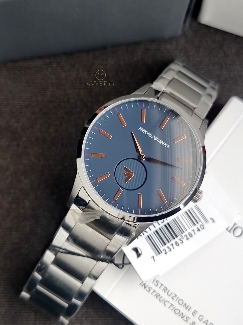 Emporio Armani Men’s Quartz Stainless Steel Blue Dial 43mm Watch AR11137