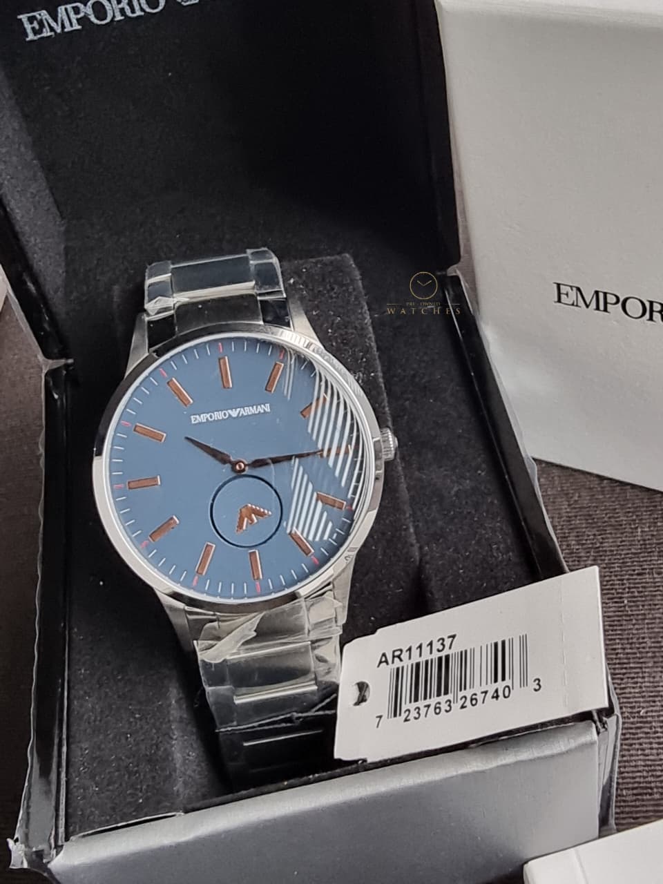 Emporio Armani Men’s Quartz Stainless Steel Blue Dial 43mm Watch AR11137