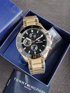 Tommy Hilfiger Men’s Quartz Gold Stainless Steel Black Dial 46mm Watch 1791919
