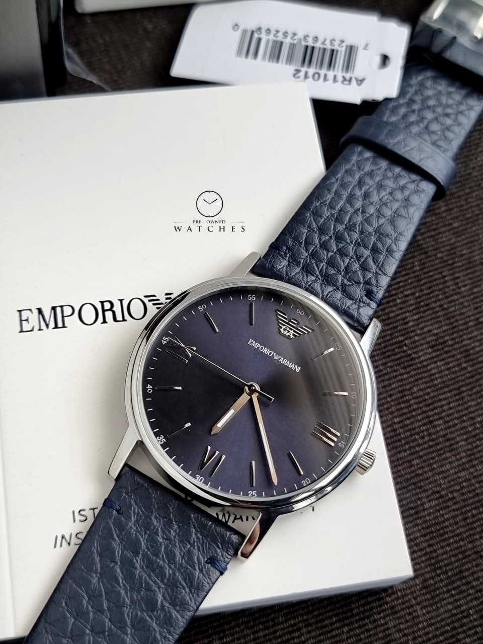 Emporio Armani Men’s Quartz Leather Strap Blue Dial 32mm Watch AR11012