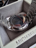 Michael Kors Women’s Chronograph Quartz Stainless Steel Silver Dial 44mm Watch MK6728