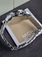 Michael Kors Women’s Chronograph Quartz Stainless Steel Silver Dial 44mm Watch MK6728