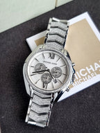 Michael Kors Women’s Chronograph Quartz Stainless Steel Silver Dial 44mm Watch MK6728