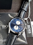 Hugo Boss Men’s Chronograph Leather Strap Blue Dial 41mm Watch 1513283