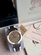 Burberry The City Gold-Tone Leather Mens Watch BU9032