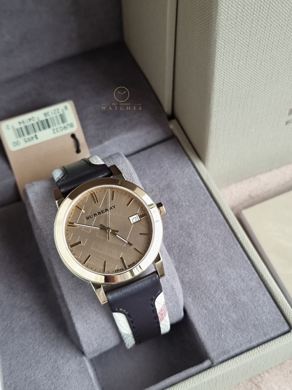Burberry The City Gold-Tone Leather Mens Watch BU9032