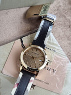 Burberry The City Gold-Tone Leather Mens Watch BU9032