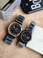 Fossil Evanston His & Her Black Stainless Steel Multifunction Couple Watch Set – BQ2645SET