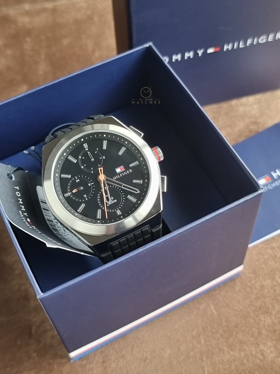 Tommy Hilfiger Men’s Quartz Black Silicone Strap Black Dial 44mm Watch 1791898