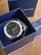 Tommy Hilfiger Men’s Quartz Black Silicone Strap Black Dial 44mm Watch 1791898