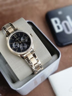 FOSSIL BQ3757 Ladies Rye Watch Golden Casing Black Dial Quartz Watch
