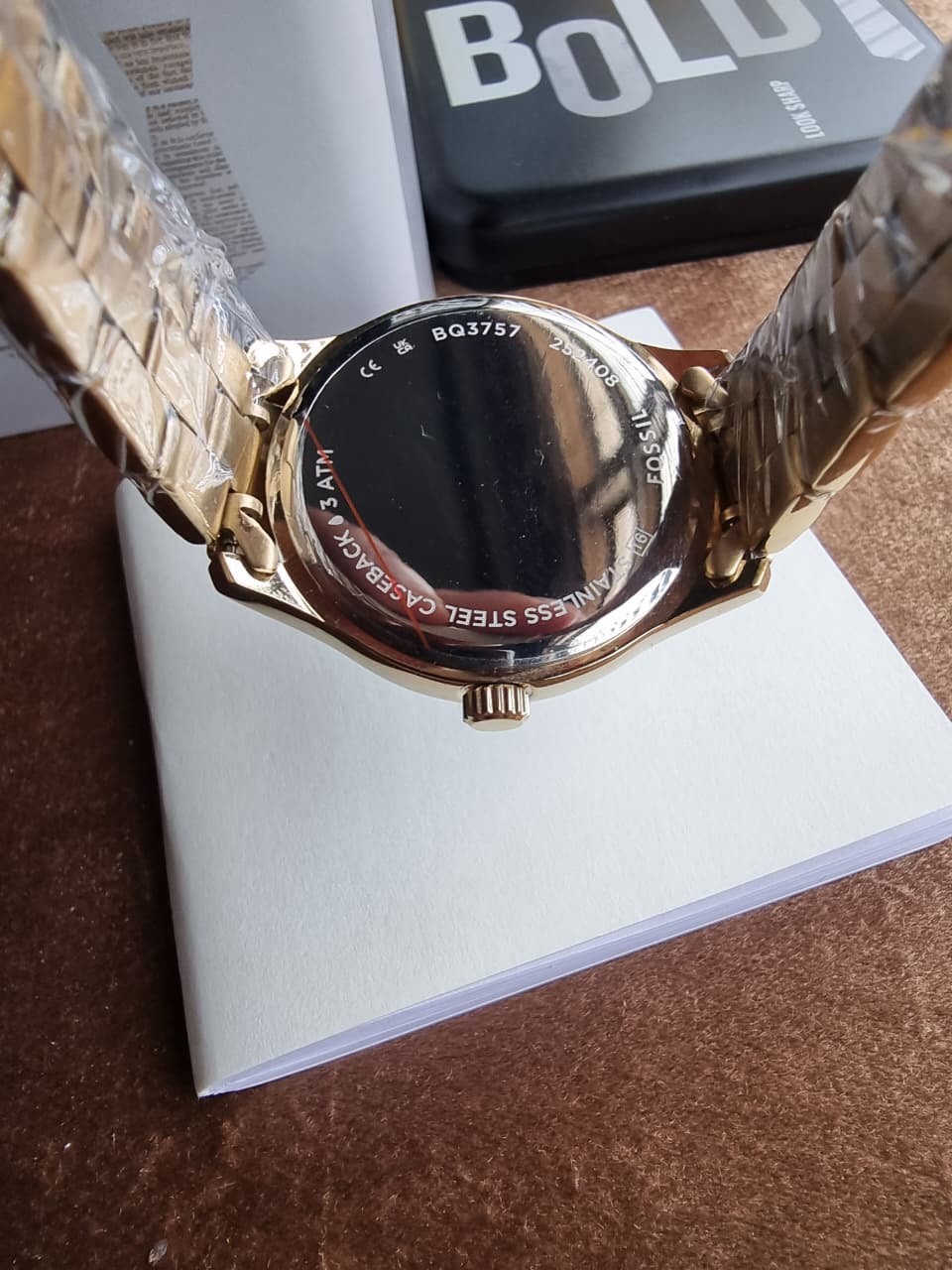 FOSSIL BQ3757 Ladies Rye Watch Golden Casing Black Dial Quartz Watch