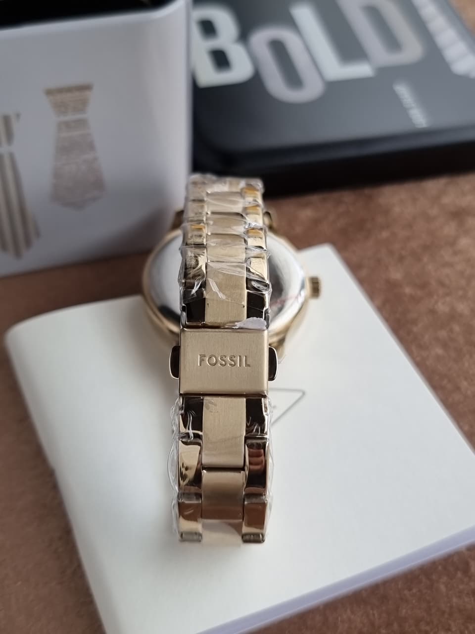 FOSSIL BQ3757 Ladies Rye Watch Golden Casing Black Dial Quartz Watch