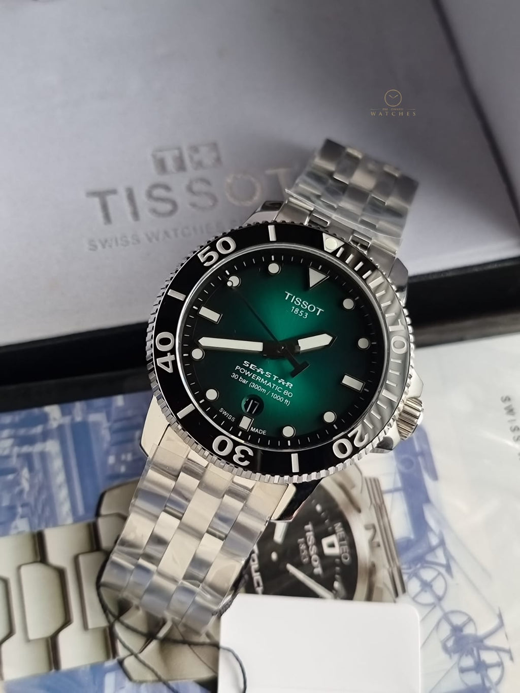 Tissot Seastar 1000 Powermatic 80 Green Gradient Dial Automatic Men's Watch 43mm – T120.407.11.091.01