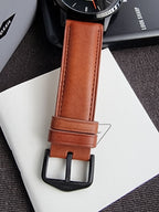 Fossil Men’s Quartz Leather Strap Black Dial 44mm Watch FS5305