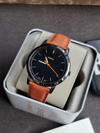 Fossil Men’s Quartz Leather Strap Black Dial 44mm Watch FS5305