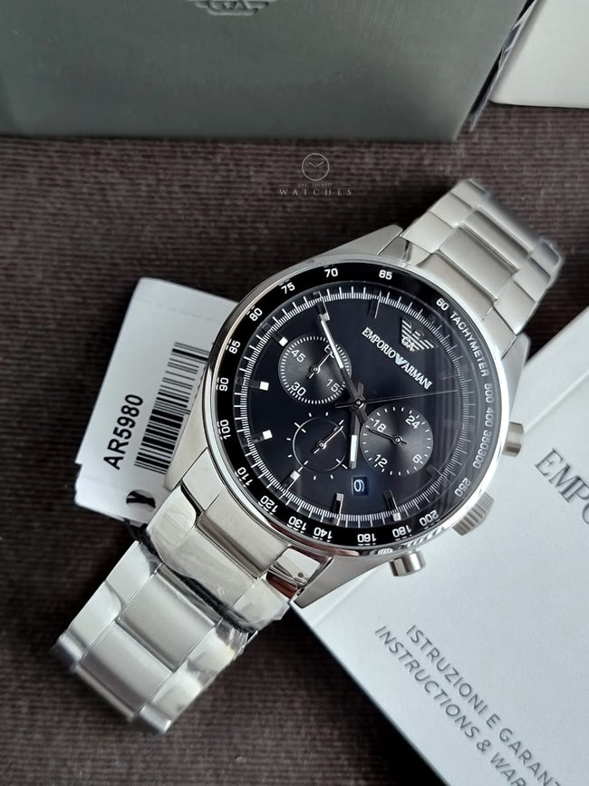 Emporio Armani Men’s Chronograph Stainless Steel Black Dial 43mm Watch AR5980 Main Image