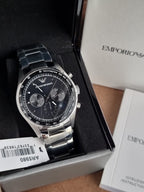 Emporio Armani Men’s Chronograph Stainless Steel Black Dial 43mm Watch AR5980