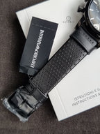 Emporio Armani Men’s Quartz Black Leather Strap Black Dial 41mm Watch AR1737
