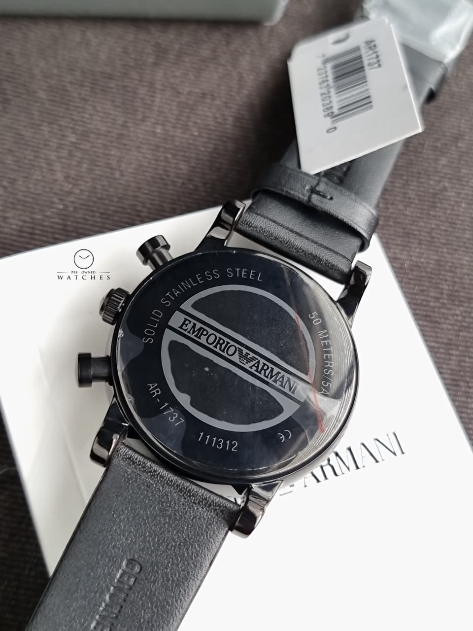 Emporio Armani Men’s Quartz Black Leather Strap Black Dial 41mm Watch AR1737