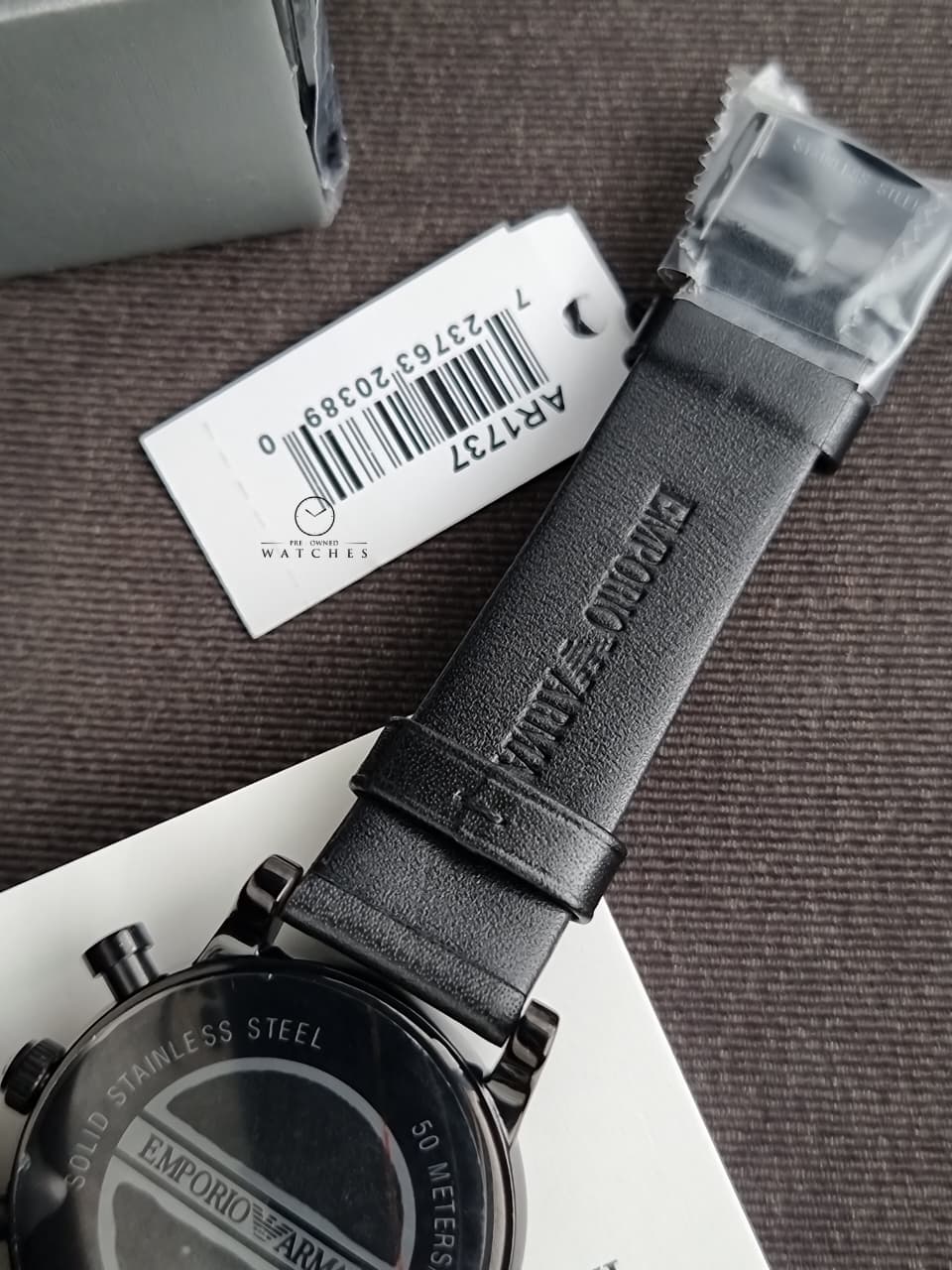 Emporio Armani Men’s Quartz Black Leather Strap Black Dial 41mm Watch AR1737