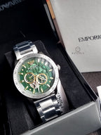 Emporio Armani Men’s Automatic Silver Stainless Steel Green Dial 43mm Watch AR60053