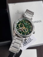 Emporio Armani Men’s Automatic Silver Stainless Steel Green Dial 43mm Watch AR60053