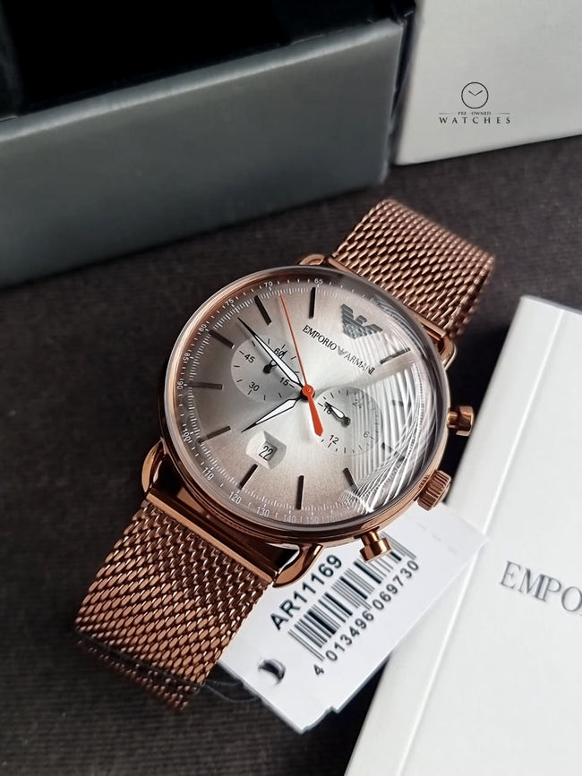 Emporio Armani Men’s Quartz Stainless Steel Grey Dial 43mm Watch AR11169 Main Image