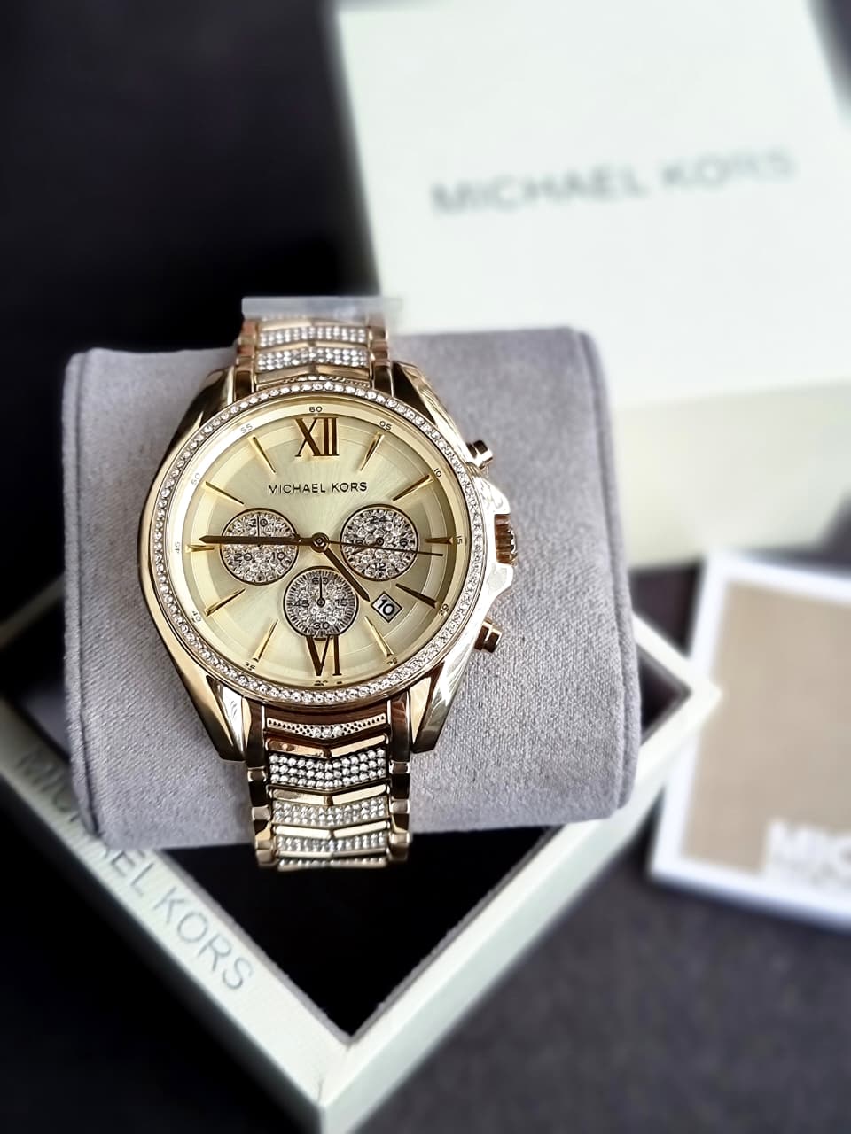 Michael Kors Women’s Quartz Gold Stainless Steel Gold Dial 44mm Watch MK6729