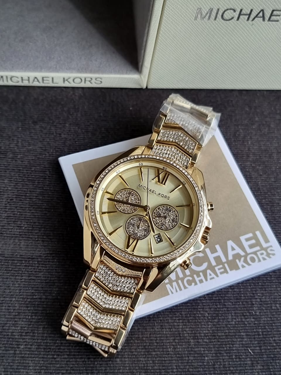 Michael Kors Women’s Quartz Gold Stainless Steel Gold Dial 44mm Watch MK6729