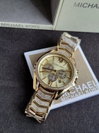 Michael Kors Women’s Quartz Gold Stainless Steel Gold Dial 44mm Watch MK6729