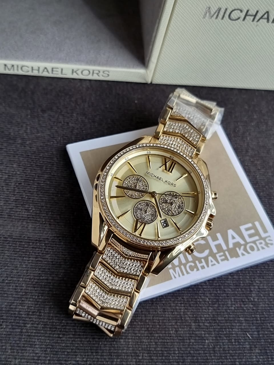 Michael Kors Women’s Quartz Gold Stainless Steel Gold Dial 44mm Watch MK6729