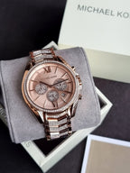 Michael Kors Women’s Chronograph Quartz Stainless Steel Rose Gold Dial 44mm Watch MK6730