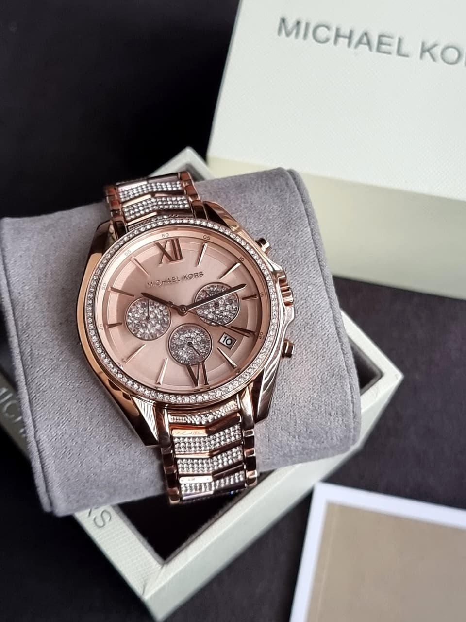 Michael Kors Women’s Chronograph Quartz Stainless Steel Rose Gold Dial 44mm Watch MK6730