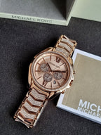 Michael Kors Women’s Chronograph Quartz Stainless Steel Rose Gold Dial 44mm Watch MK6730