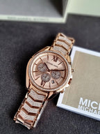 Michael Kors Women’s Chronograph Quartz Stainless Steel Rose Gold Dial 44mm Watch MK6730