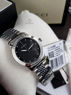 Gucci Women’s Swiss Made Quartz Silver Stainless Steel Black Dial 38mm Watch YA126408