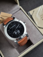 Burberry Men’s Swiss Made Leather Strap Black Dial 42mm Watch BU9905