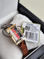 Gucci Women’s Swiss Made Quartz Brown Leather Strap Multi Color Dial 21mm Watch YA147402
