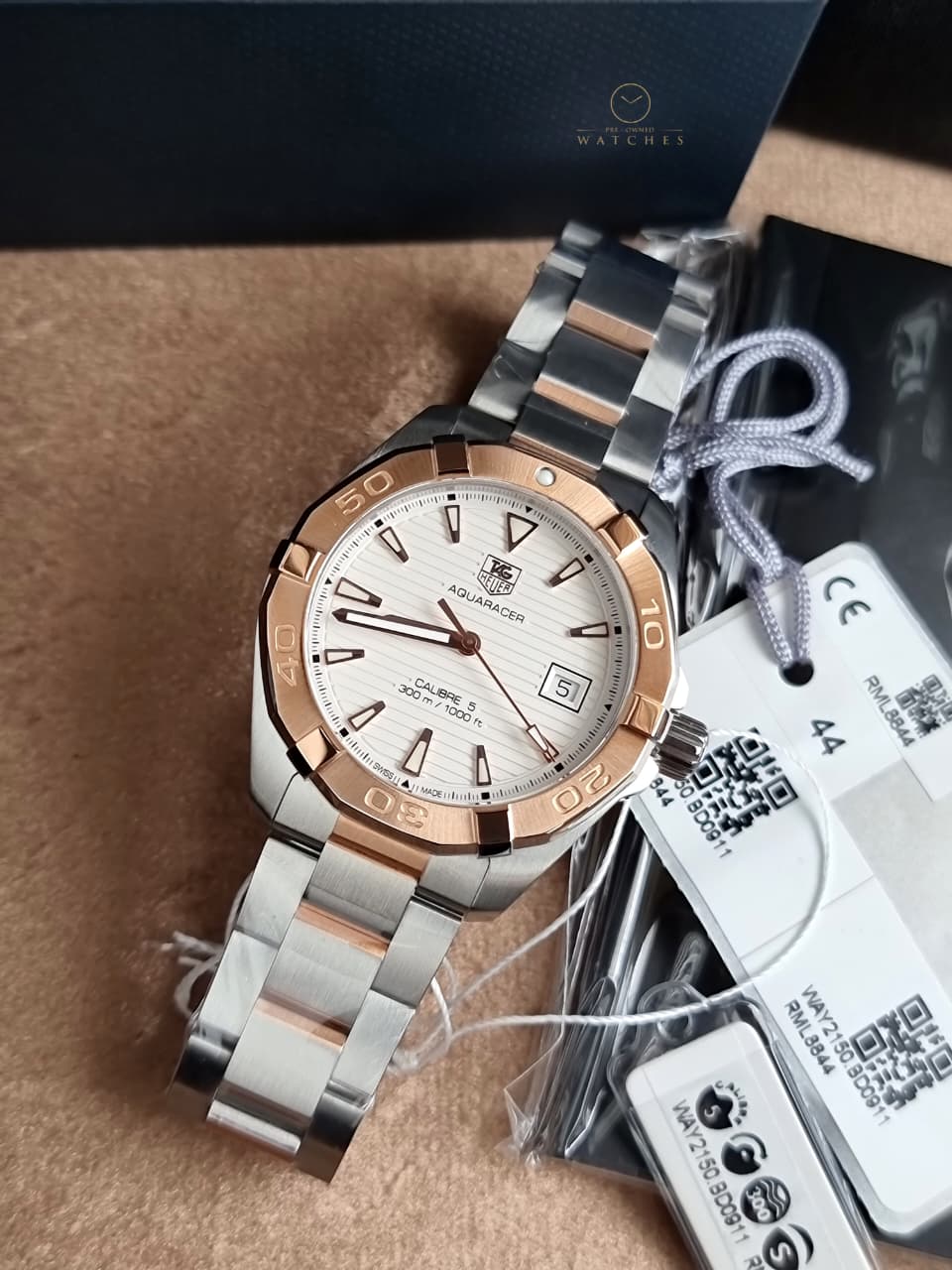 TAG Heuer - WAY2150.BD0911 Aquaracer 300M Calibre 5 40.5 Stainless Steel / Rose Gold / Silver / Bracelet